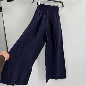 Wrap London 100% linen purple summer boho wide leg pants high rise size 0 xs NWT